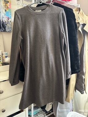 Madewell Metallic Charcoal Crewneck Sweater Dress